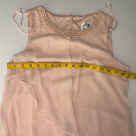 SD Collection Dress Dusty Pink with Faux Pearl Detail Neckline Sleeveless.  #62 - Picture 10 of 10